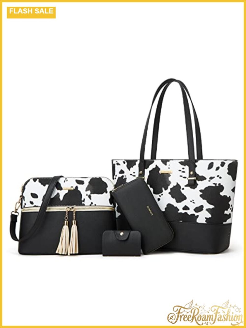 Synthetic Leather Satchel Tote Bag Wallet Clutch Messenger Purse Set